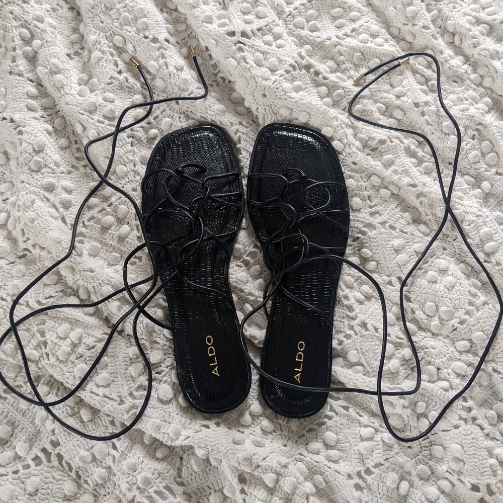 Aldo Black Lace Up Boots Sleek Design Durable Construction